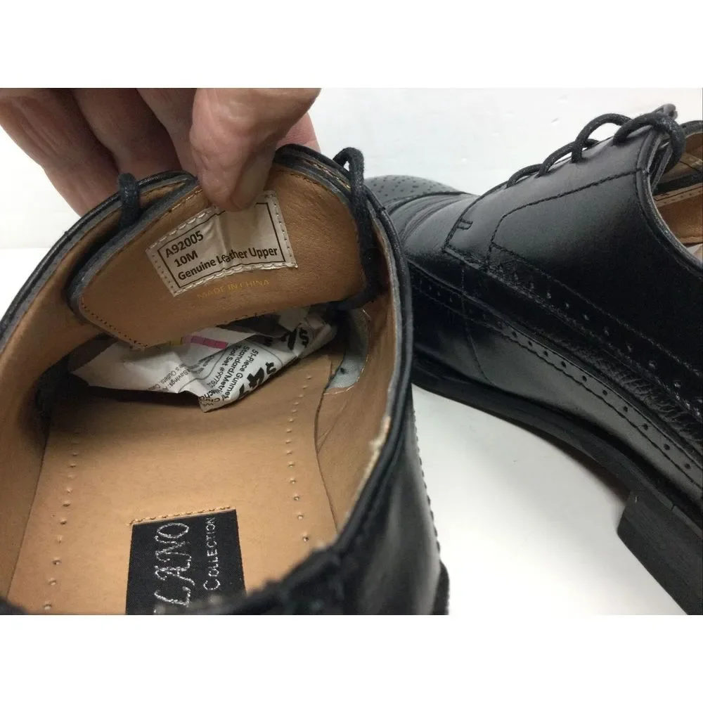 La Milano Wingtip Shoes Mens Size 10‎ M Black Leather Oxfords Dress